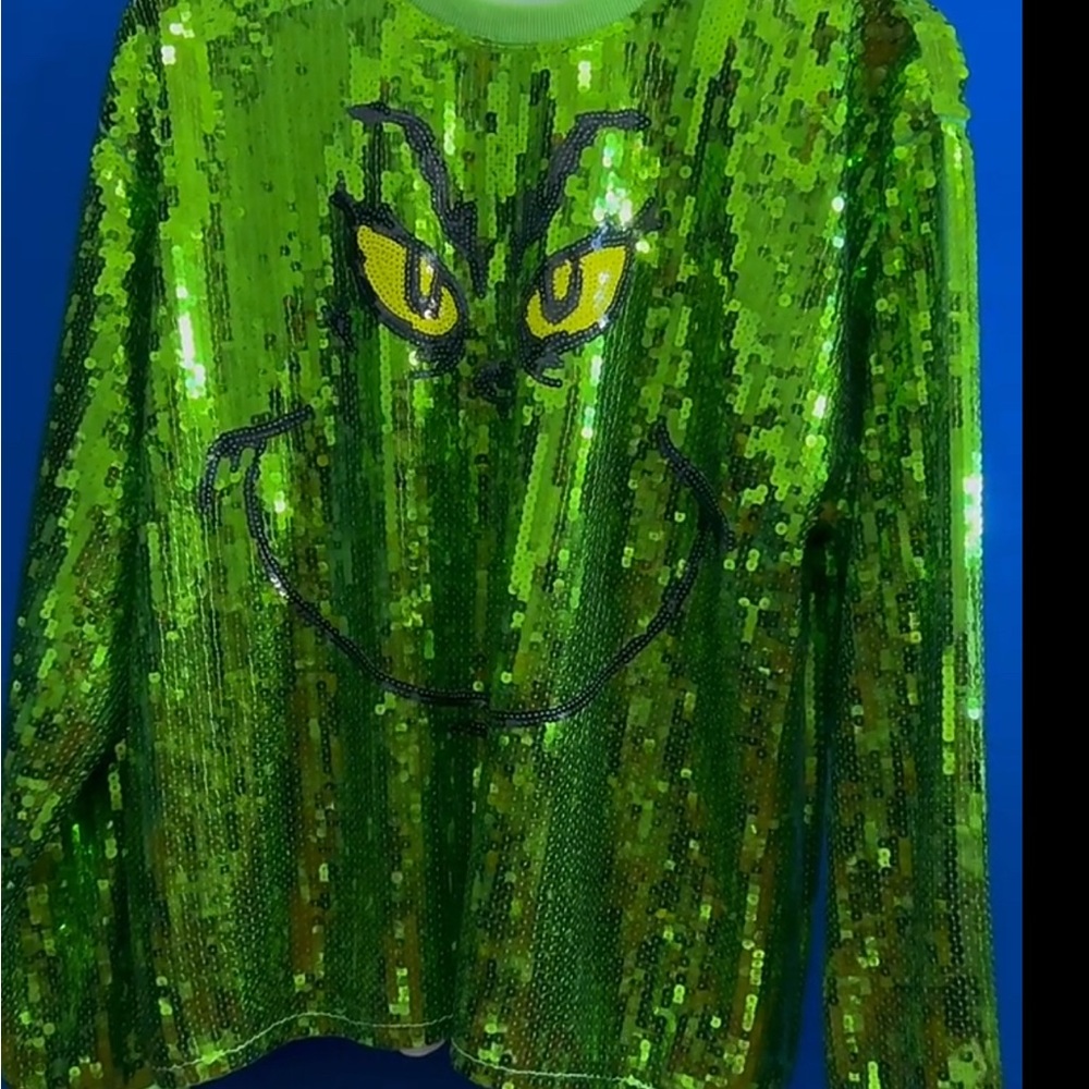 Green Sequin Grinch sequin Top